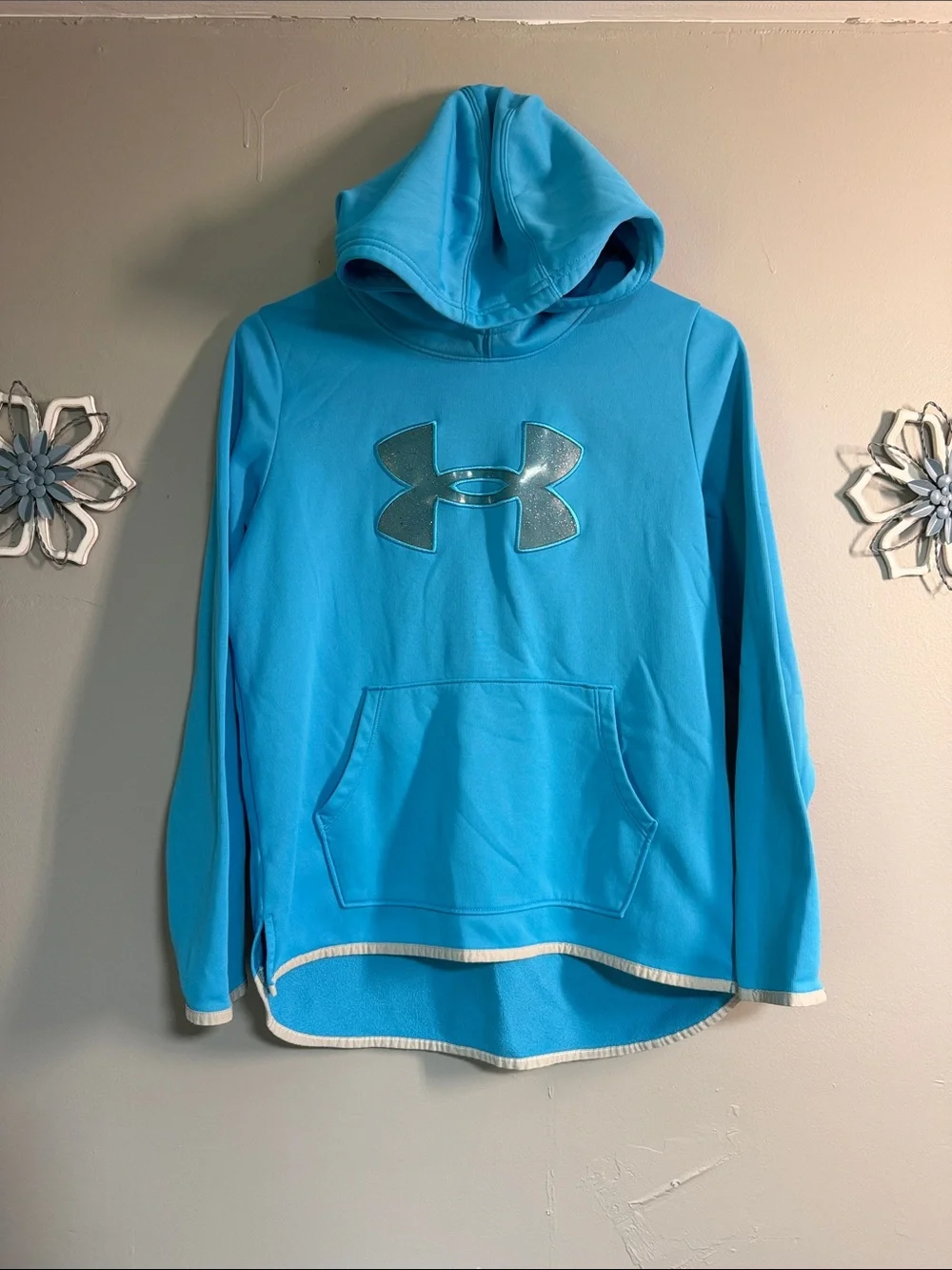 Under Armour Turquoise Hooded Pullover with Metallic Logo
